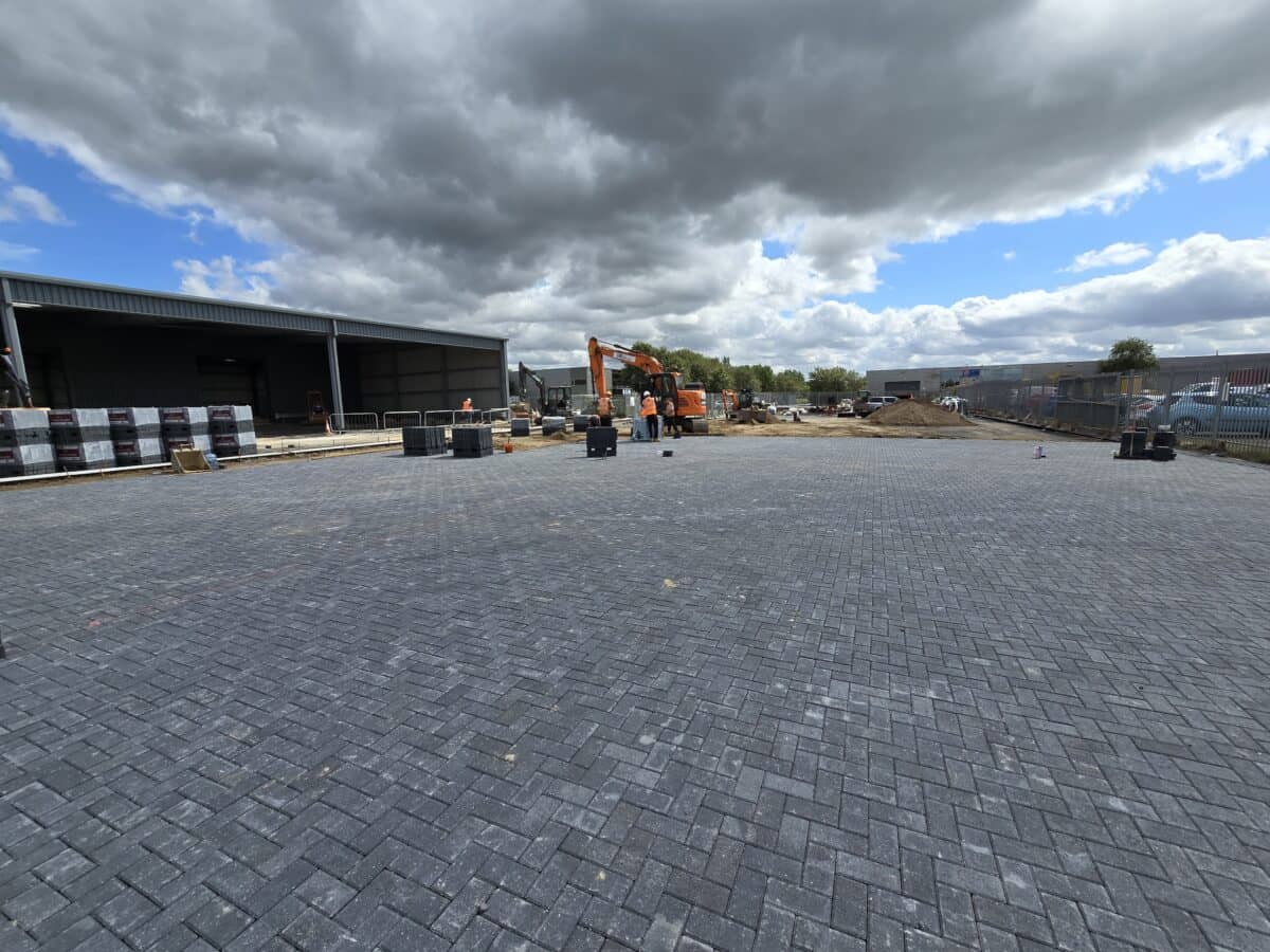 Commercial block paving installation by KJ Groundworks